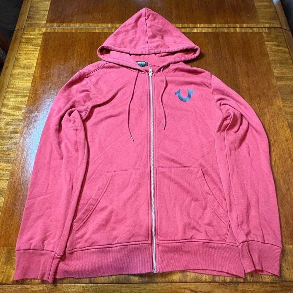 True Religion Red Zip Hoodie Guitar Graphic Large